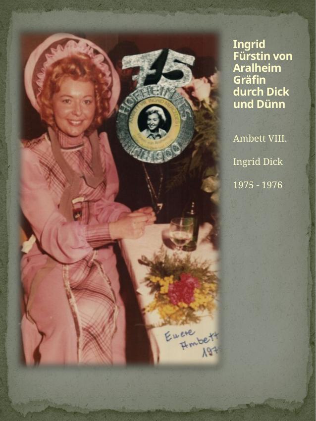 Historisches Chronikbild: Ingrid Dick, Ambett VIII, 1975–1976
